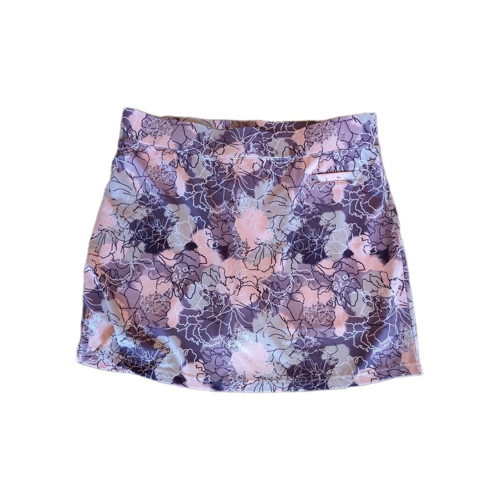 Pebble Beach Women's‎ Golf Skort Size Large Pink Purple Leaf Pattern Pockets
